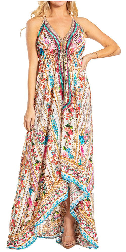 Sakkas Lizi 2025 Womens Maxi High-low Halter Handkerchief Long Dress Beach Party