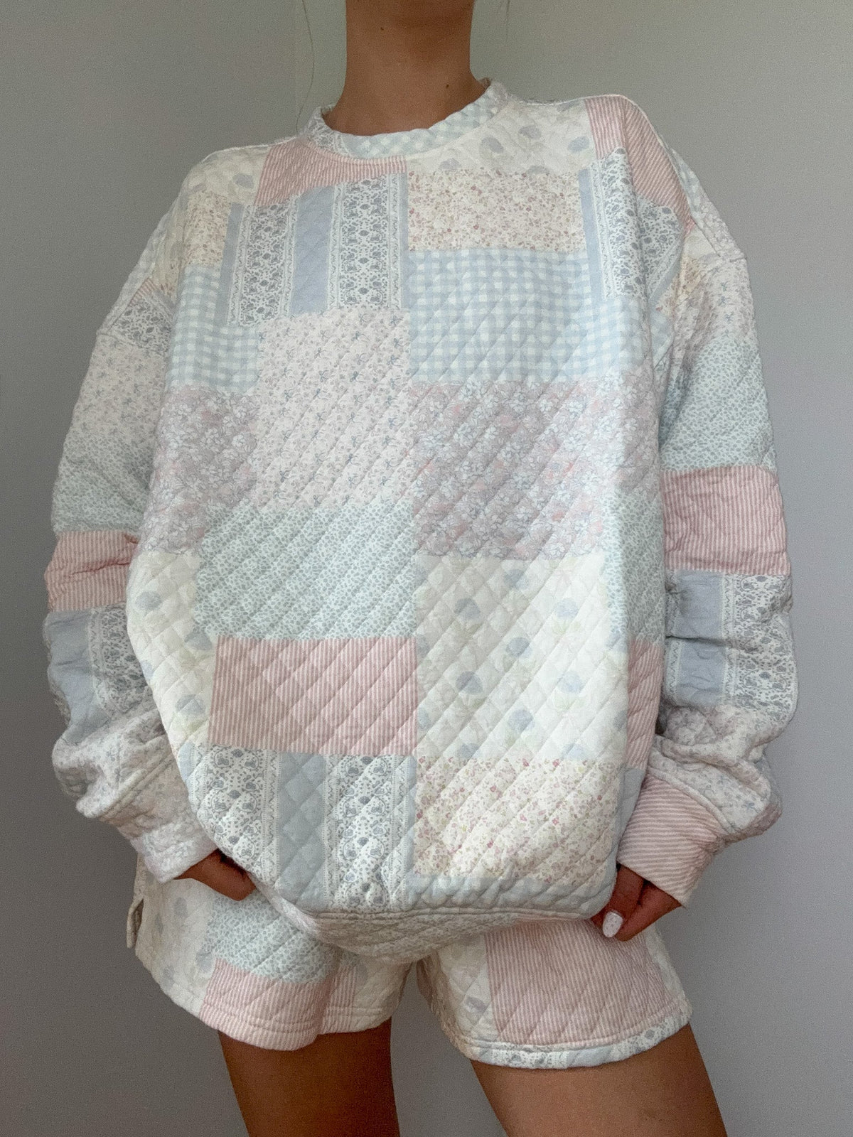 Shades Of Blue Quilted Pastel Sweatshirt