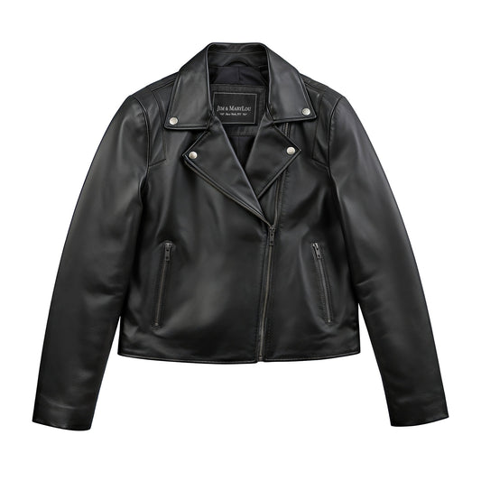 Serena Women's Black Asymmetrical Leather Jacket