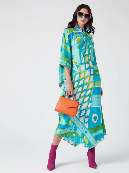 Printed Long Dress, Greenwich Village | Women - BYMANYC ® New York