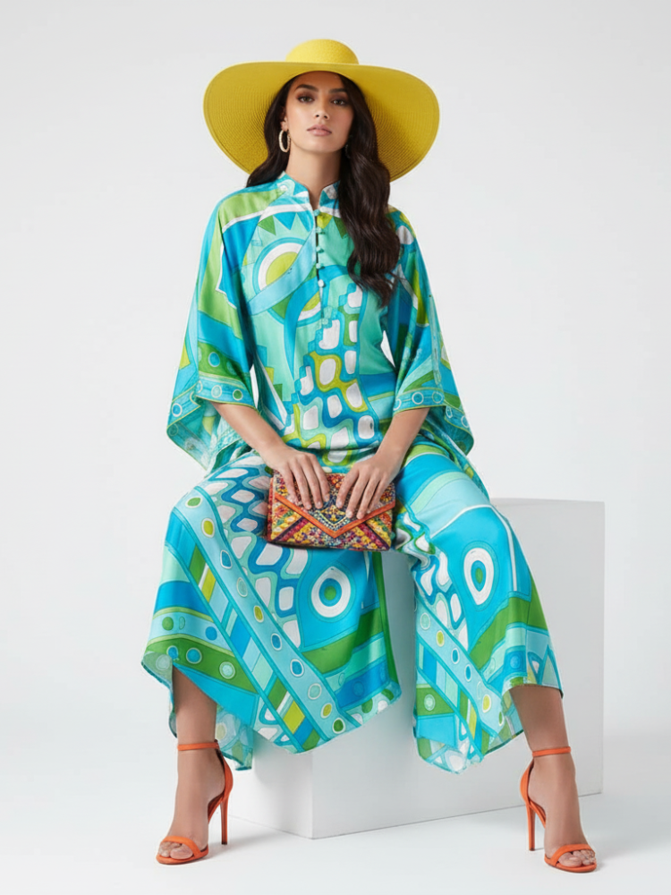 Printed Long Dress, Greenwich Village | Women - BYMANYC ® New York