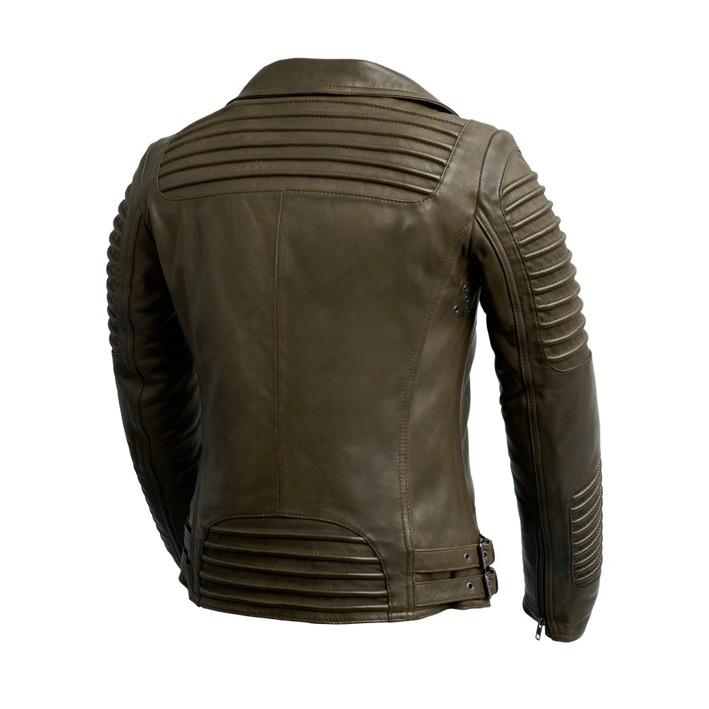 Queens Women's Fashion Leather Jacket, Army Green