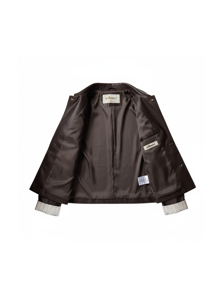 Retro PU Leather Jacket For Women, Brooklyn Heights, BYMANYC New York.