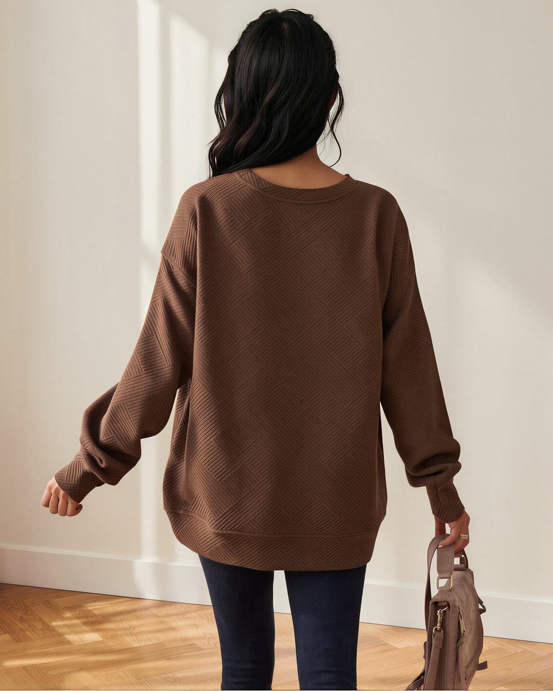 Brynn Textured Sweatshirt | Drop Shoulder Pullover