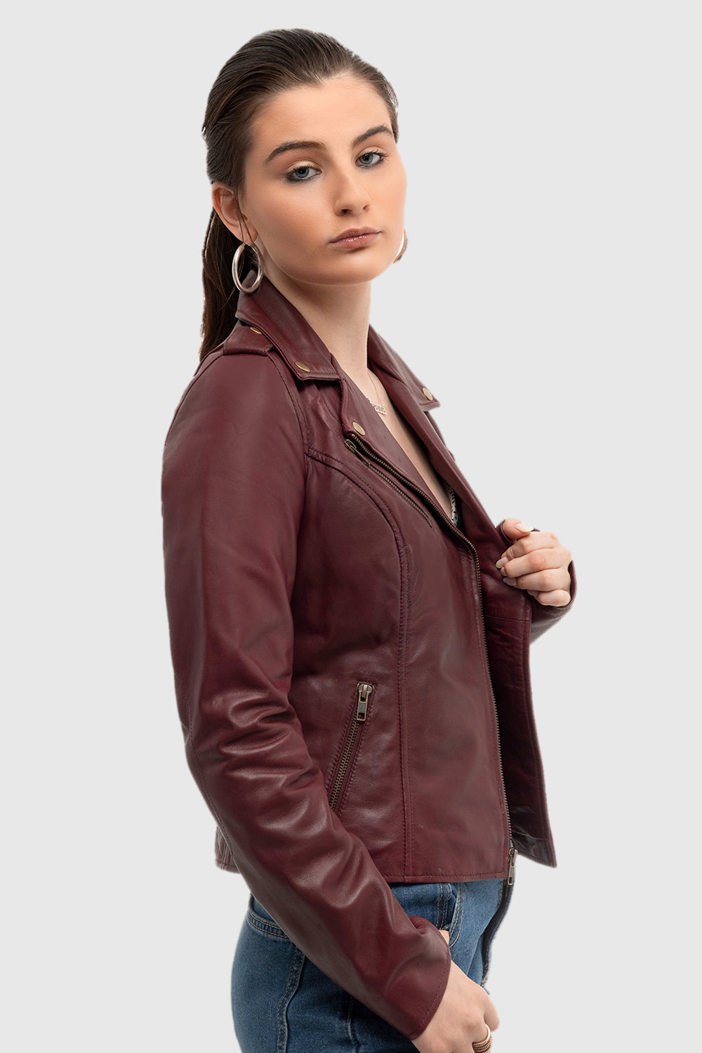 Harper Women's Lambskin Leather Moto Jacket