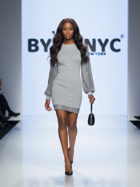 Silver Gray Mini Day Dress CHELSEA: Prêt-à-Porter Line BYMANYC ® New York