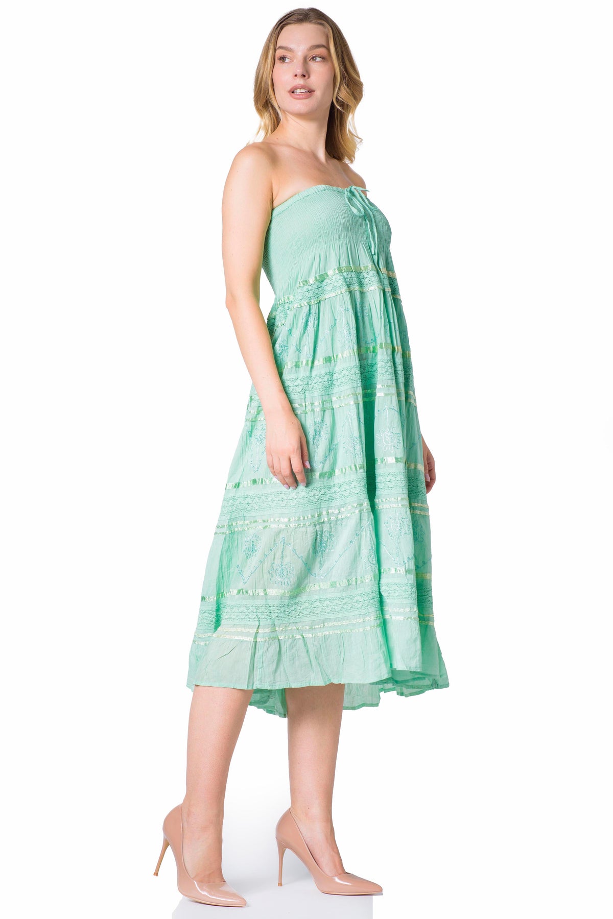 Sakkas Lace and Ribbon Peasant Boho Skirt
