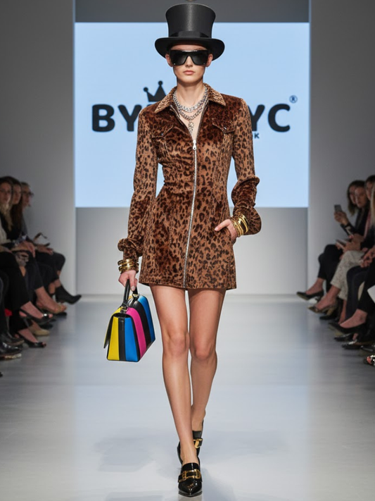Velvet Leopard Zip-Dress • SOHO New Collection BYMANYC ® New York