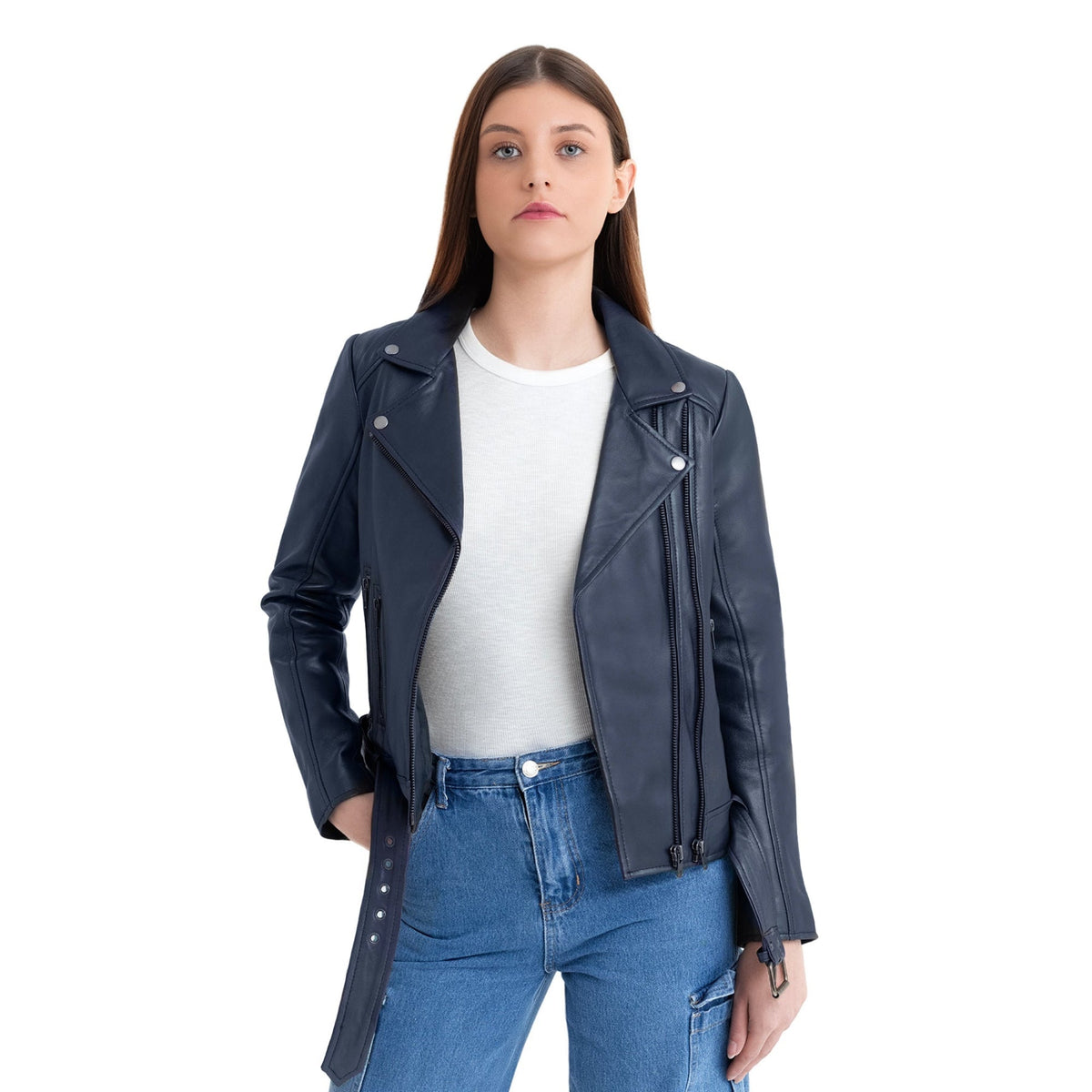 Adeline Women's Lambskin Asymmetrical Jacket