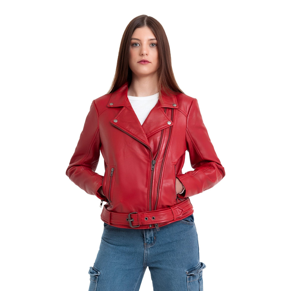 Adeline Women's Lambskin Asymmetrical Jacket
