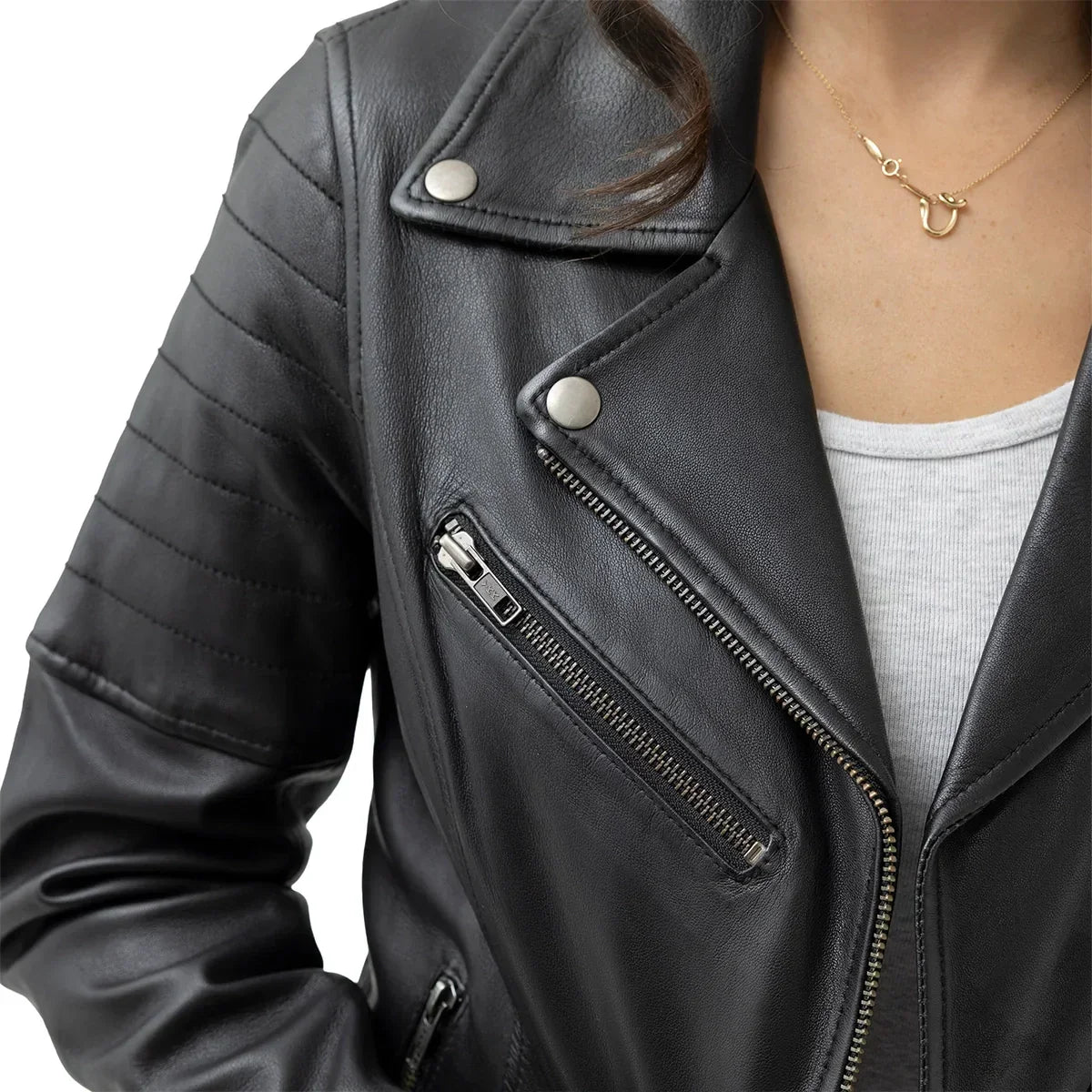 Elizabeth Women's Lambskin Leather Moto Jacket
