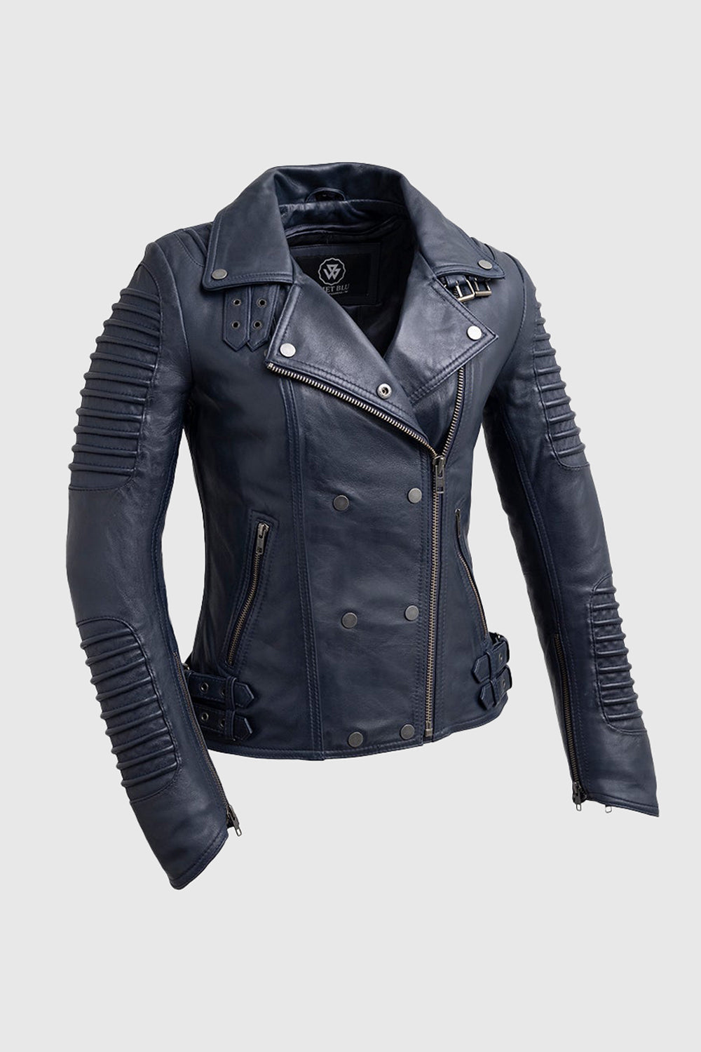 Queens Women's Fashion Leather Jacket, Navy Blue