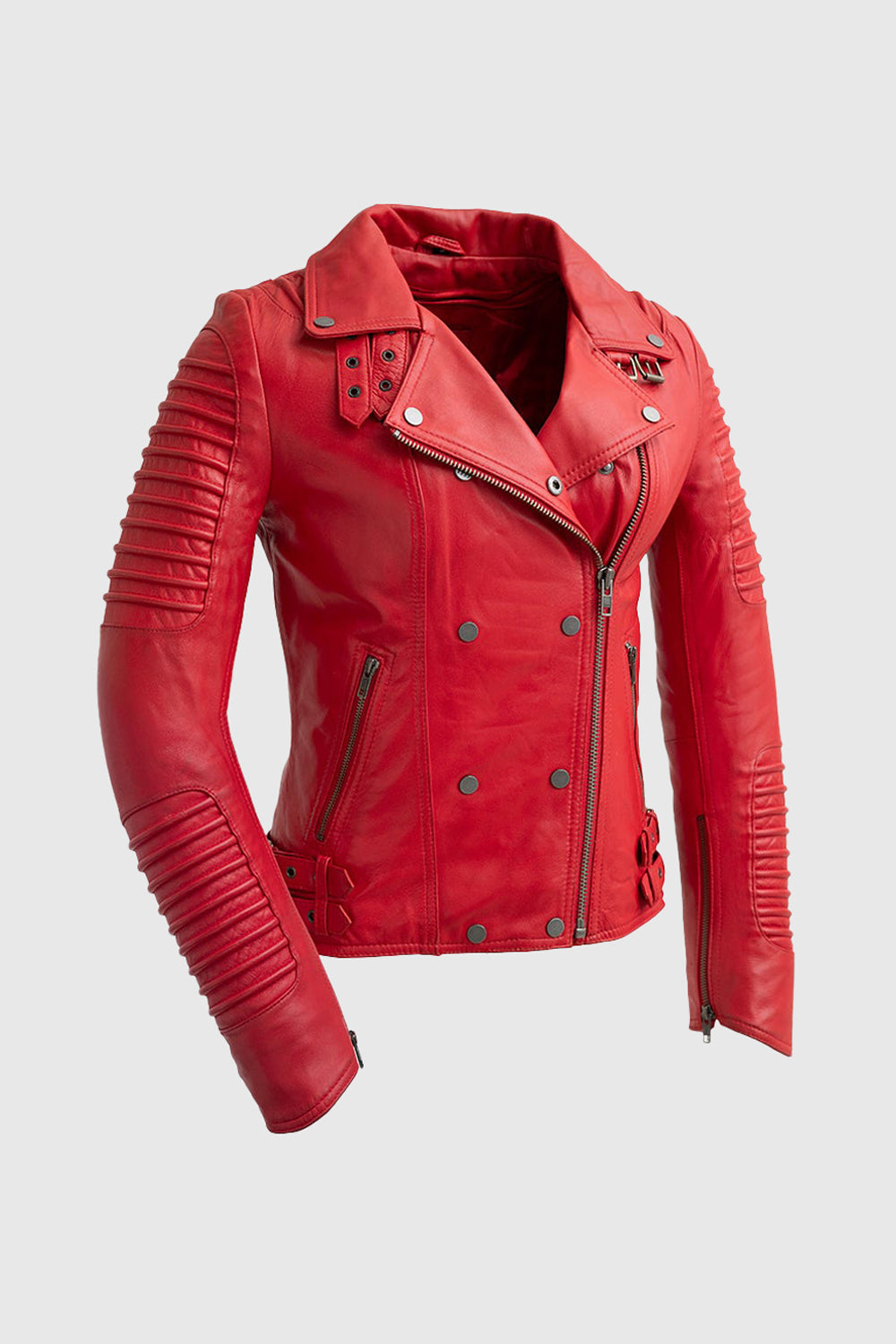 Queens Women's Fashion Leather Jacket, Fire Red
