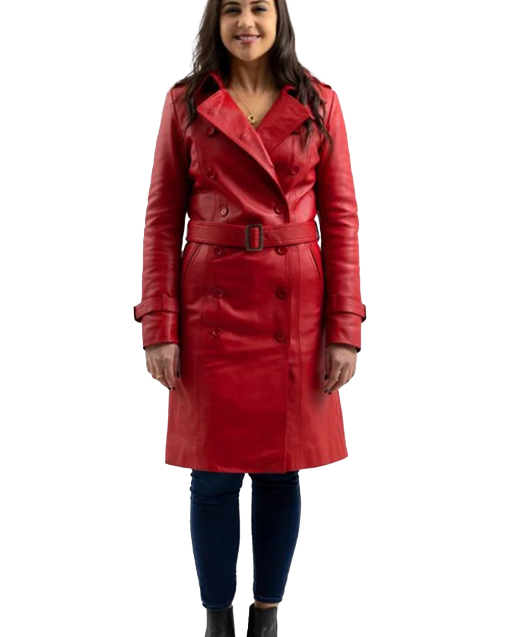 Olivia Women's Double Breasted Leather Coat