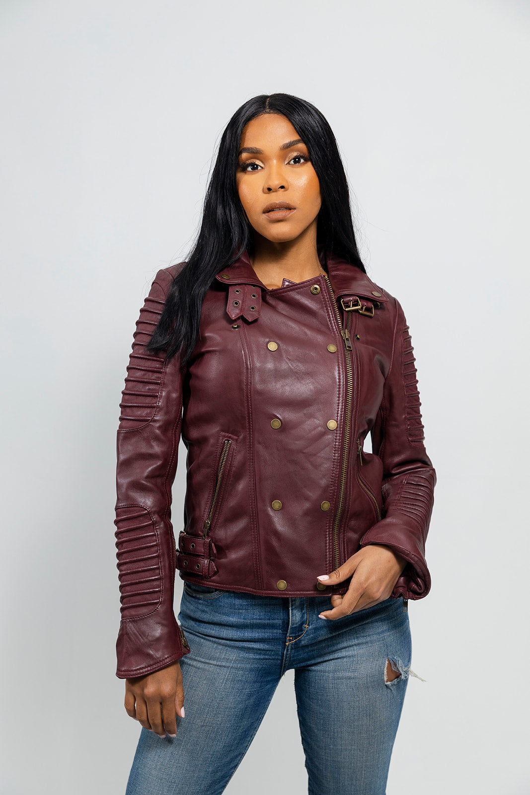 Queens Women's Leather Jacket, Oxblood