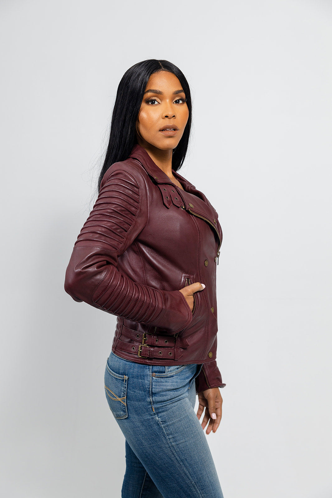 Queens Women's Leather Jacket, Oxblood