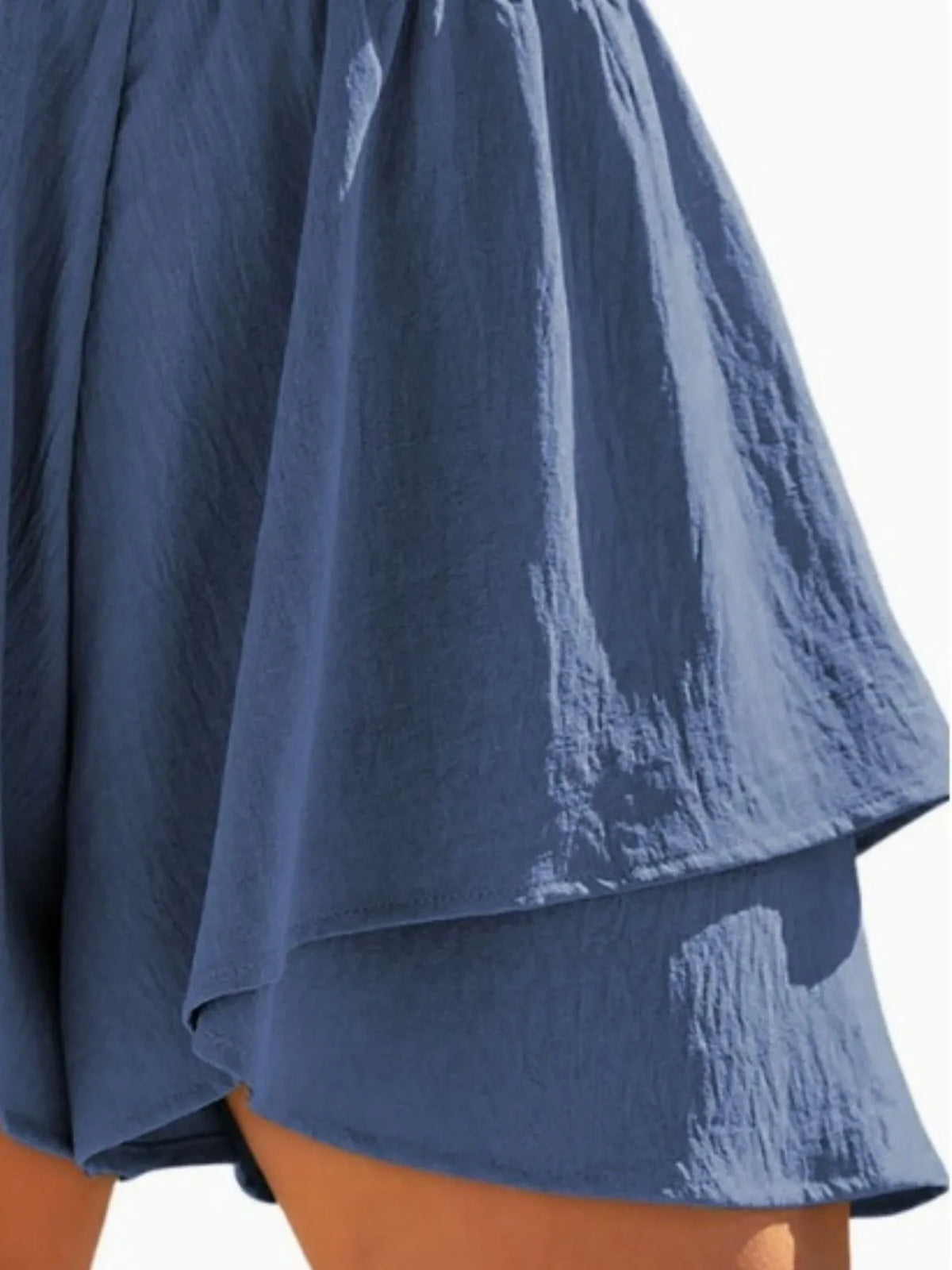 High-Waisted Elastic Waistband Layered Shorts
