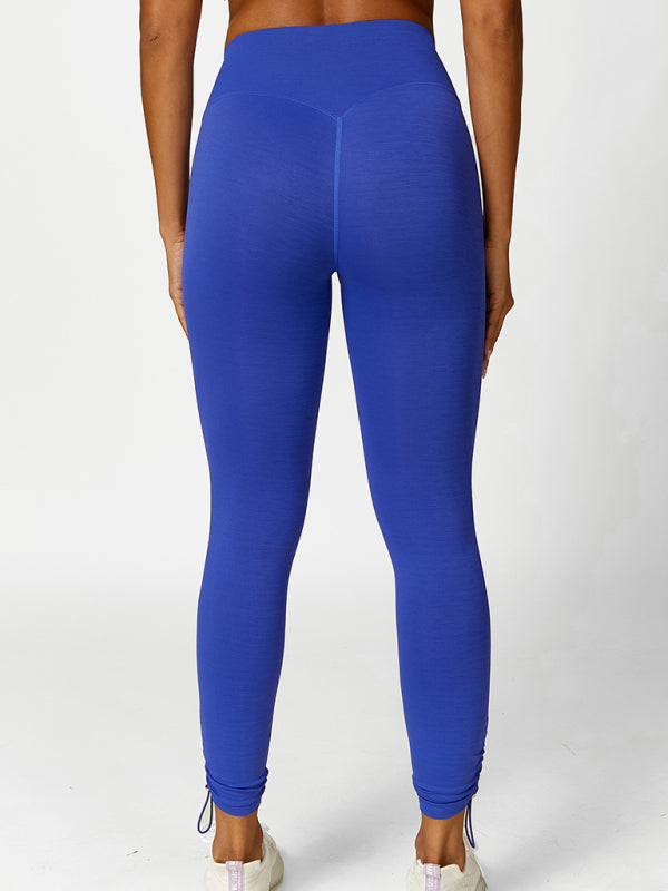 Women's Drawstring Yoga Breathable Solid Color Running Tights