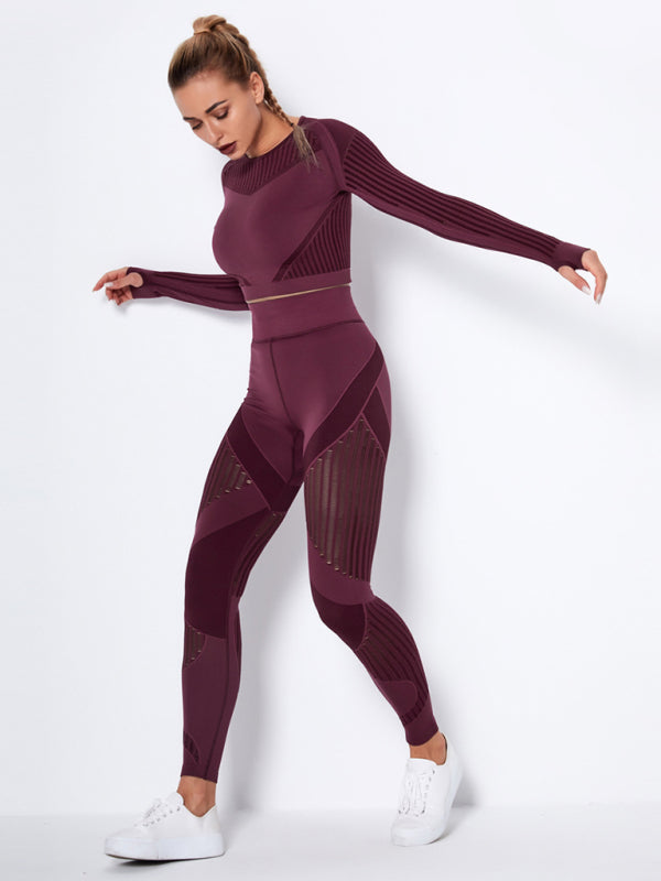 Women's Seamless Yoga Set - Quick-Dry Long Sleeve & Leggings