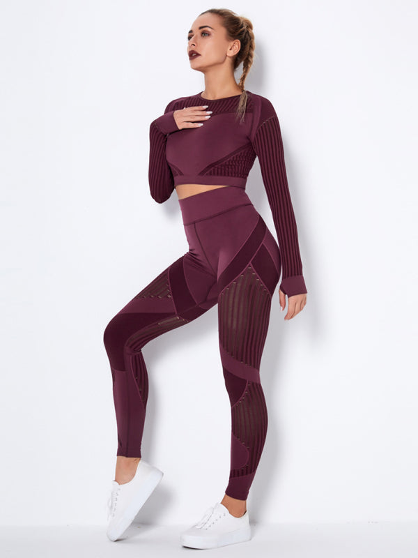 Women's Seamless Yoga Set - Quick-Dry Long Sleeve & Leggings