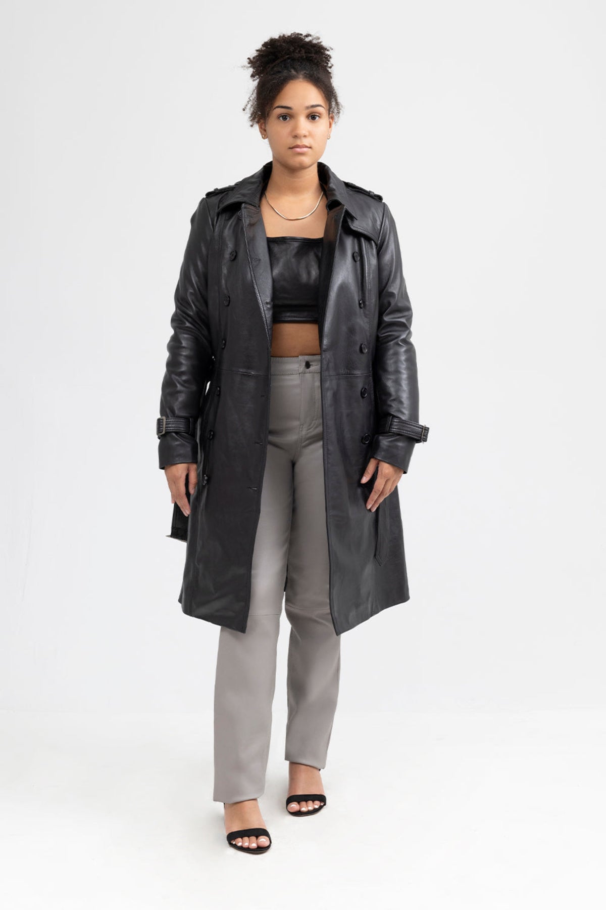 Olivia Women's Double Breasted Leather Coat