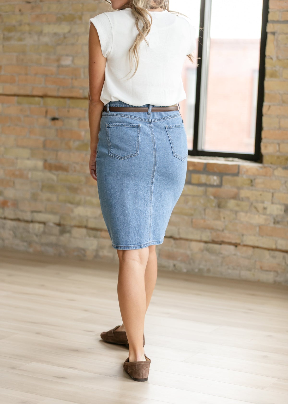 Remi Denim Classic Wash Midi Skirt