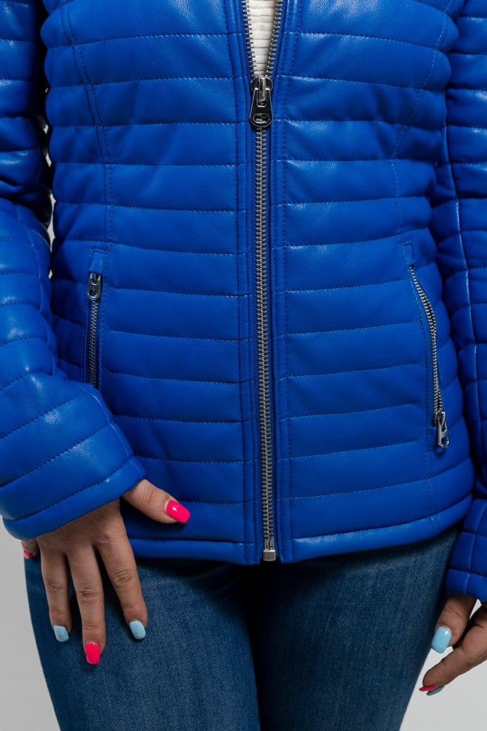 Skylar Women's Faux Leather Puffer Jacket