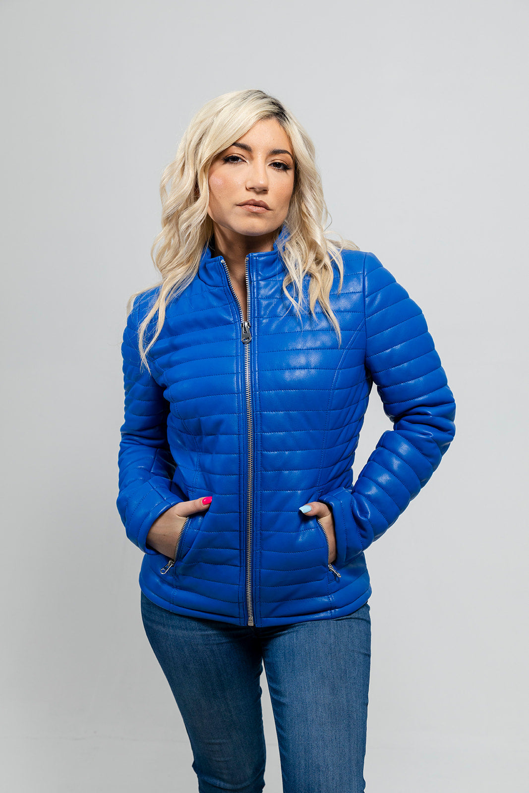 Skylar Women's Faux Leather Puffer Jacket