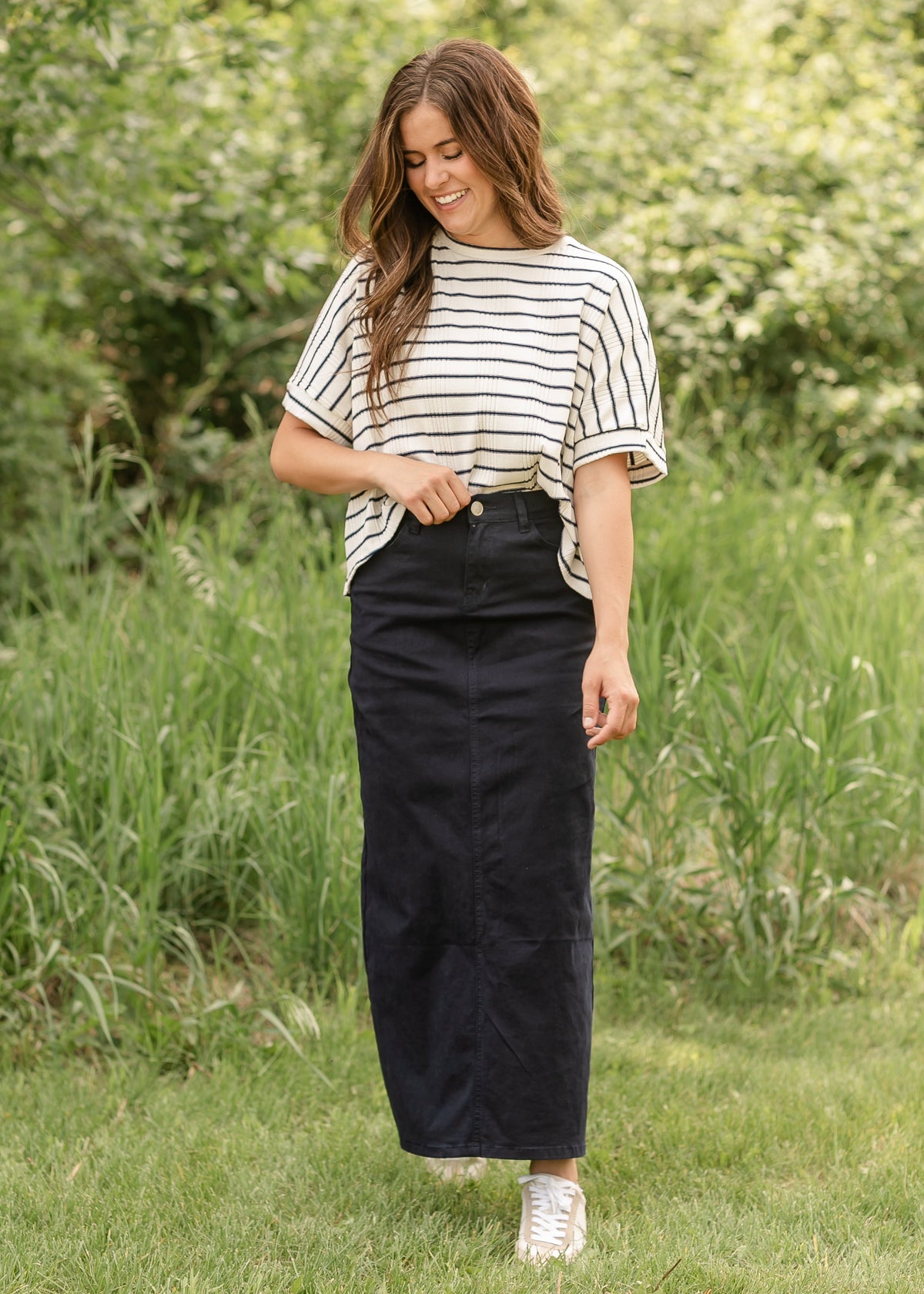 Stella Navy Maxi Denim Skirt
